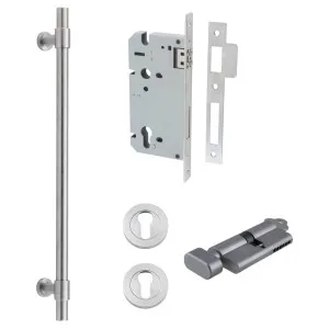 Helsinki Pull Handle 450mm Entrance Kit w Separare High Security Lock Brushed Chrome by Iver, a Door Hardware for sale on Style Sourcebook