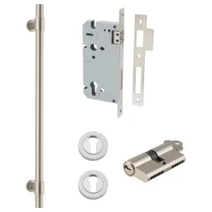 Helsinki Pull Handle 450mm Entrance Kit w Separare High Security Lock Satin Nickel by Iver, a Door Hardware for sale on Style Sourcebook