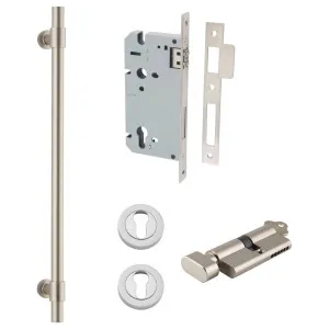 Helsinki Pull Handle 450mm Entrance Kit w Separare High Security Lock Satin Nickel by Iver, a Door Hardware for sale on Style Sourcebook