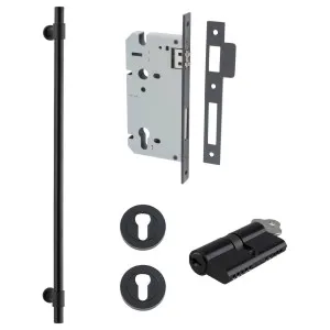 Helsinki Pull Handle 600mm Entrance Kit w Separare High Security Lock Matt Black by Iver, a Door Hardware for sale on Style Sourcebook