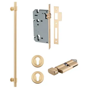 Helsinki Pull Handle 600mm Entrance Kit w Separare High Security Lock Brushed Brass by Iver, a Door Hardware for sale on Style Sourcebook