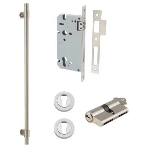 Helsinki Pull Handle 600mm Entrance Kit w Separare High Security Lock Satin Nickel by Iver, a Door Hardware for sale on Style Sourcebook