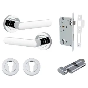 Osaka Lever Round Rose Entrance Kit w Separate High Security Lock Polished Chrome by Iver, a Door Hardware for sale on Style Sourcebook