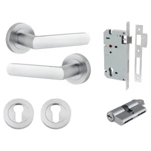 Osaka Lever Round Rose Entrance Kit w Separate High Security Lock Brushed Chrome by Iver, a Door Hardware for sale on Style Sourcebook