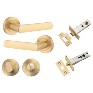 Osaka Lever Round Rose Privacy Kit w Separate Privacy Turn Brushed Brass by Iver, a Door Hardware for sale on Style Sourcebook