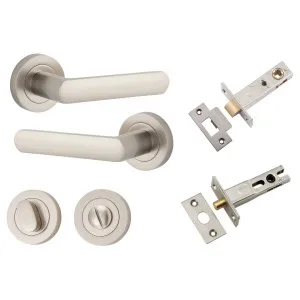 Osaka Lever Round Rose Privacy Kit w Separate Privacy Turn Satin Nickel by Iver, a Door Hardware for sale on Style Sourcebook