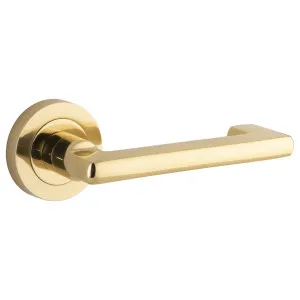 Baltimore Return Lever Round Rose Polished Brass by Iver, a Door Hardware for sale on Style Sourcebook