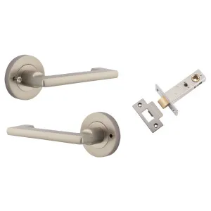 Baltimore Return Lever Round Rose (Inbuilt Privacy) Satin Nickel by Iver, a Door Hardware for sale on Style Sourcebook