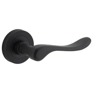 Stirling Lever Round Rose Matt Black by Iver, a Door Hardware for sale on Style Sourcebook