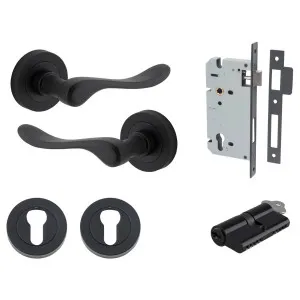 Stirling Lever Round Rose Entrance Kit w Separate High Security Lock Matt Black by Iver, a Door Hardware for sale on Style Sourcebook