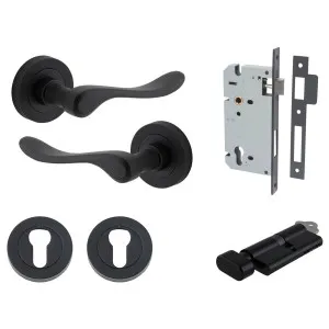 Stirling Lever Round Rose Entrance Kit w Separate High Security Lock Matt Black by Iver, a Door Hardware for sale on Style Sourcebook