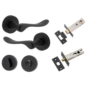 Stirling Lever Round Rose Privacy Kit w Separate Privacy Turn Matt Black by Iver, a Door Hardware for sale on Style Sourcebook