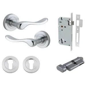 Stirling Lever Round Rose Entrance Kit w Separate High Security Lock Brushed Chrome by Iver, a Door Hardware for sale on Style Sourcebook