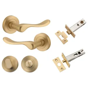 Stirling Lever Round Rose Privacy Kit w Separate Privacy Turn Brushed Brass by Iver, a Door Hardware for sale on Style Sourcebook