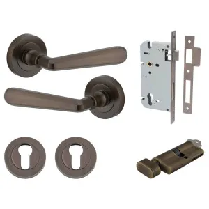 Copenhagen Lever Round Rose Entrance Kit w Separate High Security Lock Signature Brass by Iver, a Door Hardware for sale on Style Sourcebook