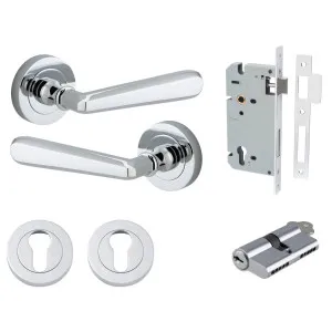 Copenhagen Lever Round Rose Entrance Kit w Separate High Security Lock Polished Chrome by Iver, a Door Hardware for sale on Style Sourcebook
