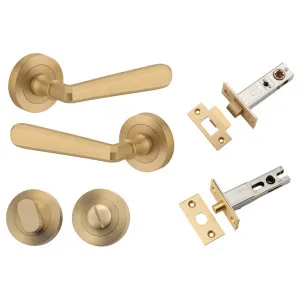 Copenhagen Lever Round Rose Privacy Kit with Separate Privacy Turn Brushed Brass by Iver, a Door Hardware for sale on Style Sourcebook