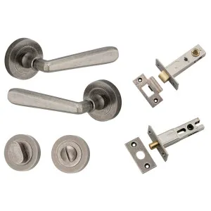 Copenhagen Lever Round Rose Privacy Kit w Separate Privacy Turn Distressed Nickel by Iver, a Door Hardware for sale on Style Sourcebook
