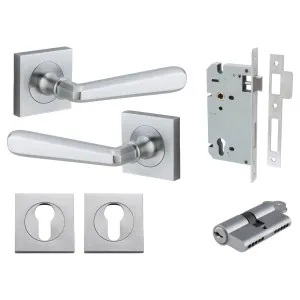 Copenhagen Lever Square Rose Entrance Kit w Separate High Security Lock Brushed Chrome by Iver, a Door Hardware for sale on Style Sourcebook