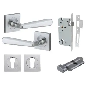 Copenhagen Lever Square Rose Entrance Kit w Separate High Security Lock Brushed Chrome by Iver, a Door Hardware for sale on Style Sourcebook