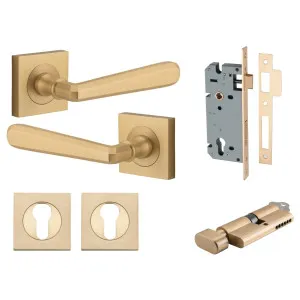 Copenhagen Lever Square Rose Entrance Kit w Separate High Security Lock Brushed Brass by Iver, a Door Hardware for sale on Style Sourcebook