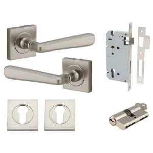 Copenhagen Lever Square Rose Entrance Kit w Separate High Security Lock Satin Nickel by Iver, a Door Hardware for sale on Style Sourcebook