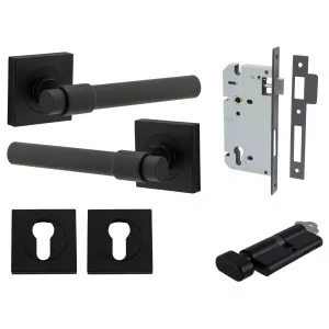 Helsinki Lever Square Rose Entrance Kit w Separate High Security Lock Matt Black by Iver, a Door Hardware for sale on Style Sourcebook