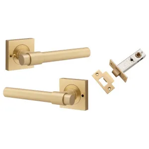 Helsinki Lever Square Rose (Inbuilt Privacy) Brushed Brass by Iver, a Door Hardware for sale on Style Sourcebook