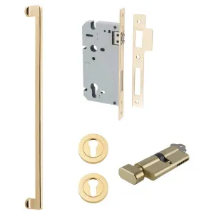 Baltimore Pull Handle 600mm Entrance Kit w Separate High Security Lock Polished Brass by Iver, a Door Hardware for sale on Style Sourcebook