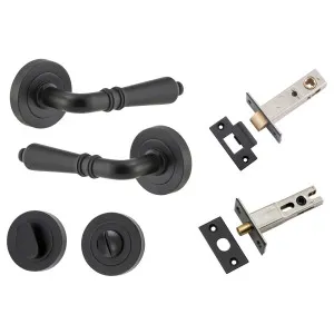Sarlat Lever Round Rose Privacy Kit with Separate Privacy Turn Matt Black by Iver, a Door Hardware for sale on Style Sourcebook