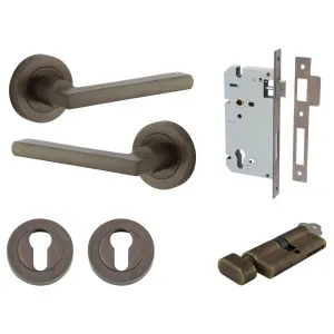Baltimore Lever Signature Brass Round Rose Entrance Kit With Separate High Security Lock by Iver, a Door Hardware for sale on Style Sourcebook