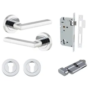 Baltimore Lever Round Rose Entrance Kit w Separate High Security Lock Polished Chrome by Iver, a Door Hardware for sale on Style Sourcebook
