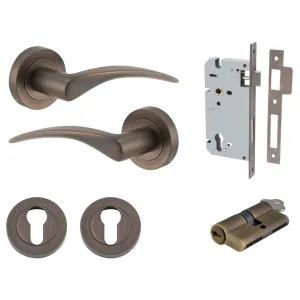 Oxford Lever Round Rose Entrance Kit w Separate High Security Lock Signature Brass by Iver, a Door Hardware for sale on Style Sourcebook