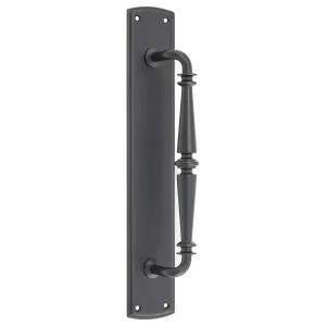 Sarlat Door Pull Handle on Backplate, Matte Black by Iver, a Door Hardware for sale on Style Sourcebook