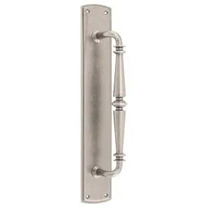 Sarlat Door Pull Handle on Backplate, Distressed Nickel by Iver, a Door Hardware for sale on Style Sourcebook