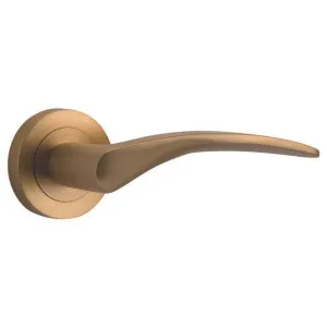 Oxford Lever on Round Rose Brushed Brass by Iver, a Door Hardware for sale on Style Sourcebook
