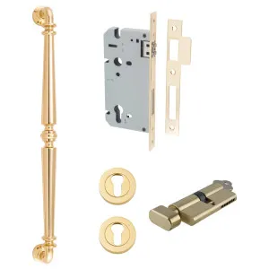 Sarlat Pull Handle 450mm Entrance Kit with Separate High Security Lock Polished Brass by Iver, a Door Hardware for sale on Style Sourcebook