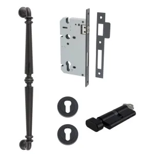 Sarlat Pull Handle 450mm Entrance Kit w Separate High Security Lock Matt Black by Iver, a Door Hardware for sale on Style Sourcebook