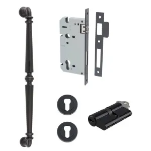 Sarlat Pull Handle 450mm Entrance Kit w Separate High Security Lock Matt Black by Iver, a Door Hardware for sale on Style Sourcebook