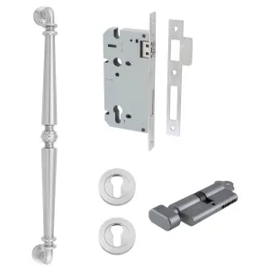 Sarlat Pull Handle 450mm Entrance Kit w Separate High Security Lock Brushed Chrome by Iver, a Door Hardware for sale on Style Sourcebook