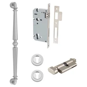 Sarlat Pull Handle 450mm Entrance Kit w Separate High Security Lock Satin Nickel by Iver, a Door Hardware for sale on Style Sourcebook