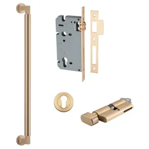 Berlin Pull Handle 450mm Entrance Kit w Separate High Security Lock Brushed Brass by Iver, a Door Hardware for sale on Style Sourcebook