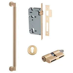 Berlin Pull Handle 450mm Entrance Kit w Separate High Security Lock Brushed Brass by Iver, a Door Hardware for sale on Style Sourcebook