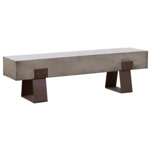 Vault 160cm Concrete Bench, Dark Grey & Rust Steel Legs by Schots, a Outdoor Benches for sale on Style Sourcebook