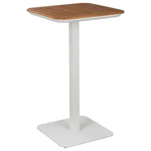 Banyo 60cm Teak Top & Aluminium Square Bar Table, White by Schots, a Tables for sale on Style Sourcebook