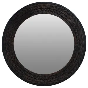Mandala 120cm Round Reclaimed Teak Mirror, Antique Black by Schots, a Mirrors for sale on Style Sourcebook
