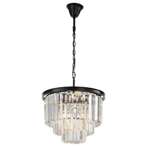 Odeon Large 51cm 6 Light Crystal Glass Chandelier, Bronze by Lighting Inspirations, a Chandeliers for sale on Style Sourcebook