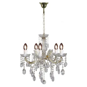 Zurich 5 Light Crystal Glass Chandelier, Gold by Lighting Inspirations, a Chandeliers for sale on Style Sourcebook