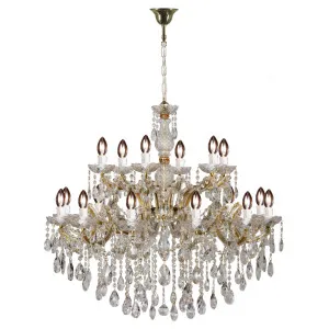 Zurich 18 Light Crystal Glass Chandelier, Gold by Lighting Inspirations, a Chandeliers for sale on Style Sourcebook