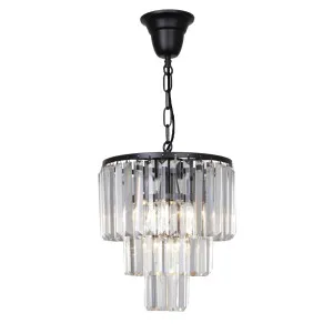 Celestial 29cm 4 Light 3 Tier Crystal Glass Chandelier, Black by Lighting Inspirations, a Chandeliers for sale on Style Sourcebook